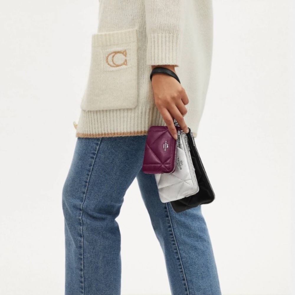 COACH TRIO NWT SOLD OUT - QUILTED LEATHER  - SILVER HARDWARE $320 RETAIL - Picture 3 of 6